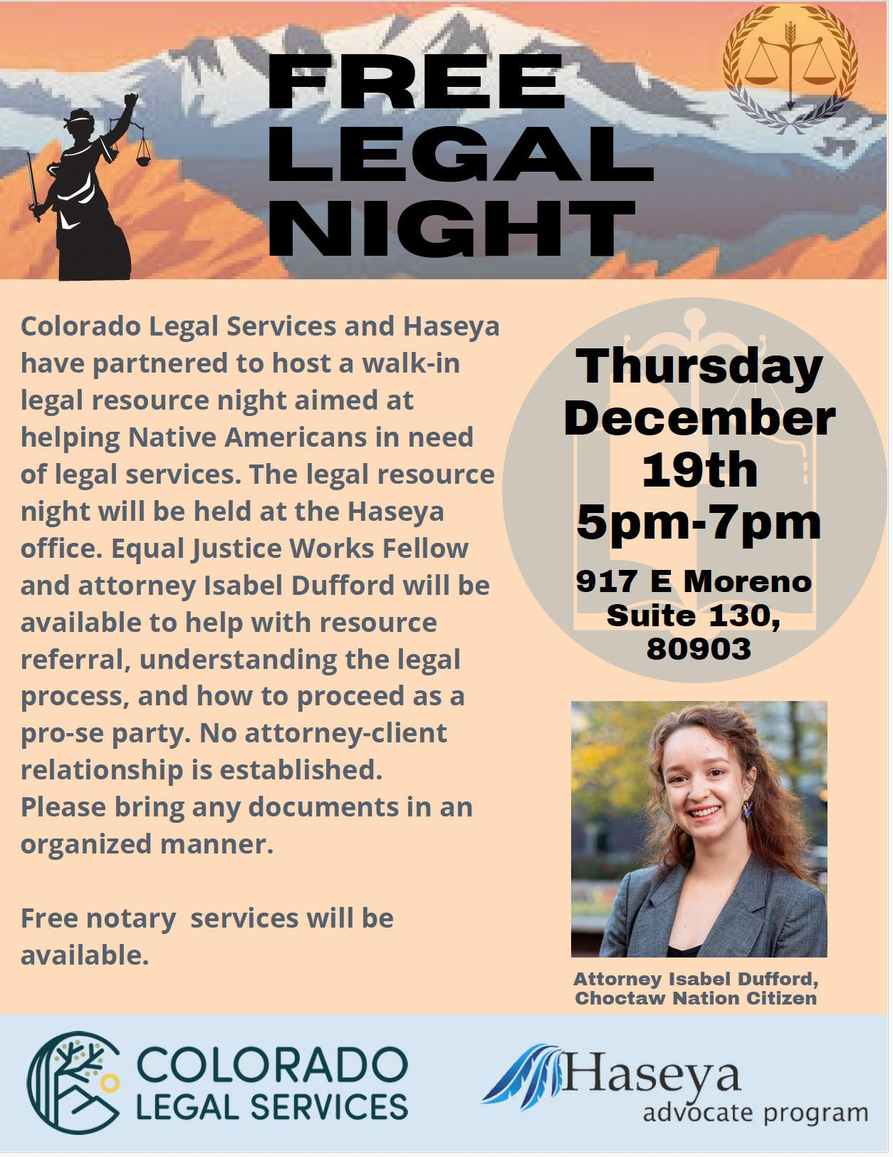 Free Legal Night December 19 5:00 PM - 7:00 PM at Haseya Advocacy Center