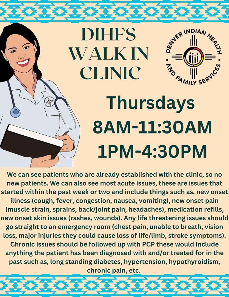 DIHFS Walk-In Clinic- Thursdays 8:00 AM - 4:30 PM