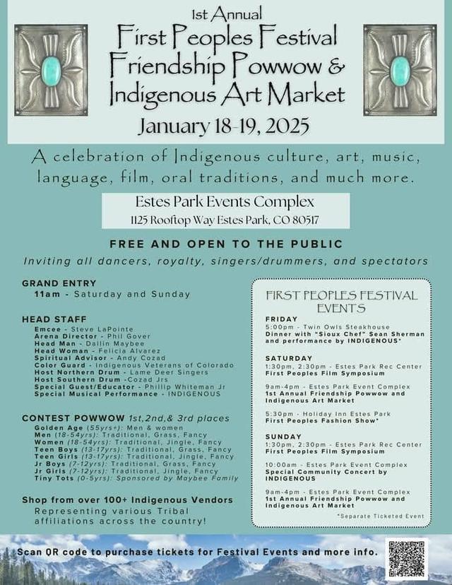 Estes Park First Peoples Festival Friendship Pow Wow and Indigenous Art Market- January 18-19