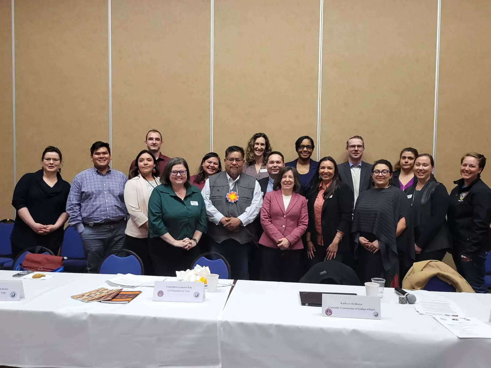 Photo of Tribal liaisons and Ute Mountain Ute Councilman and staff during a behavioral health consultation.