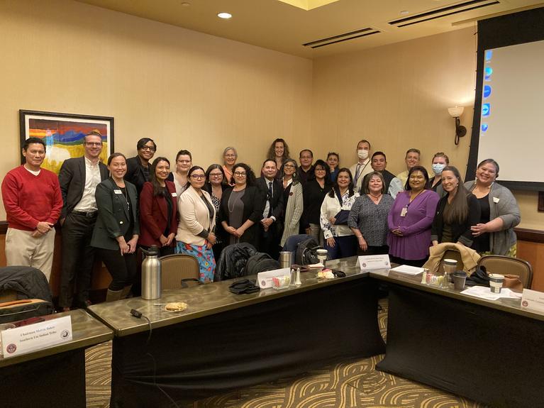 State-Tribal Liaisons pictured with Southern Ute Tribal Council and Health Center staff during a Behavioral Health state-Tribal Consultation.
